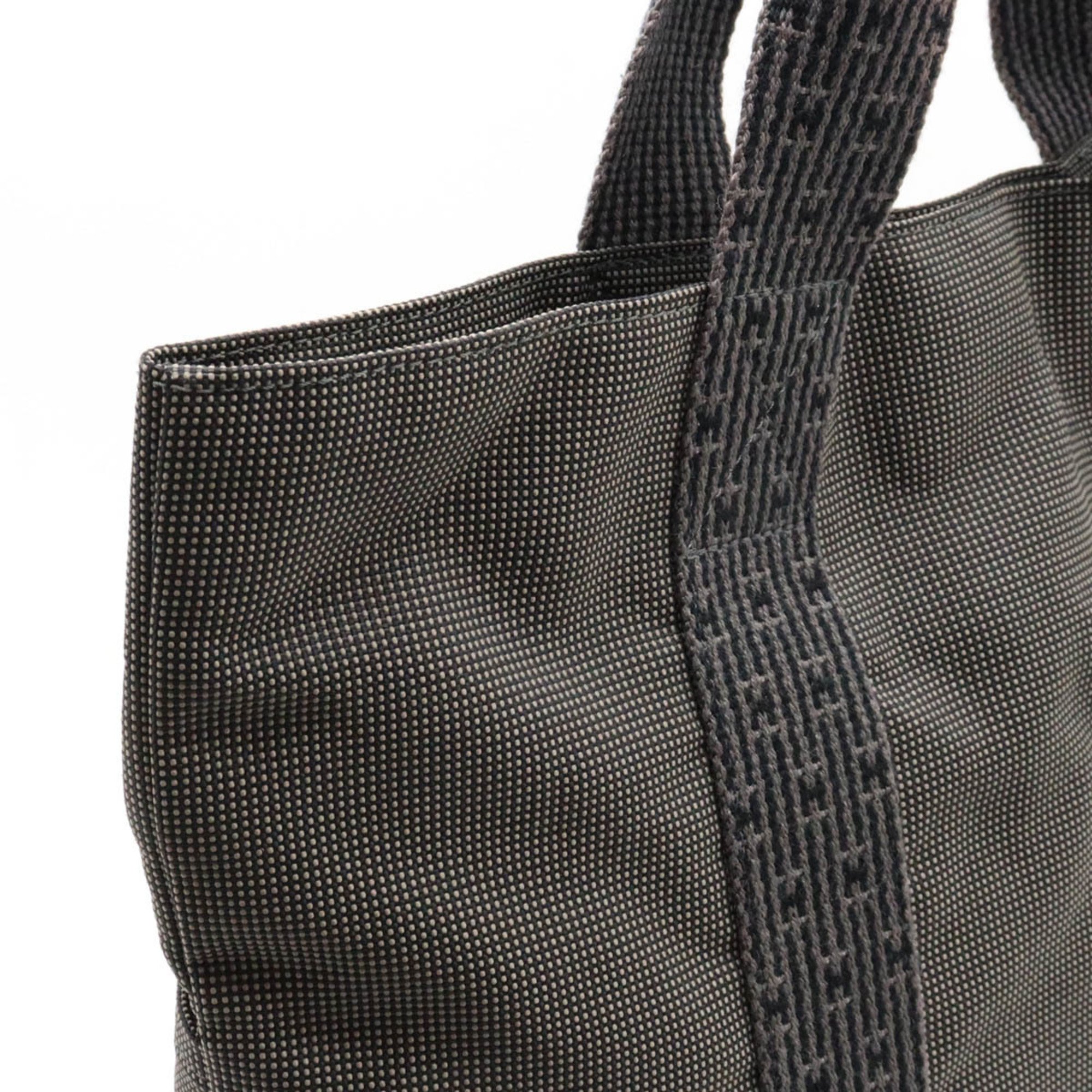 HERMES Hermes Air Line Cabas Tote Bag Canvas Grey Black