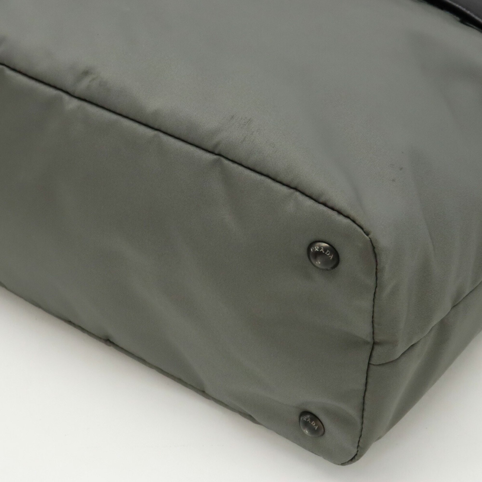 PRADA Prada Tote Bag Nylon Nappa Leather Bicolor NERO Black Grey 1BG047