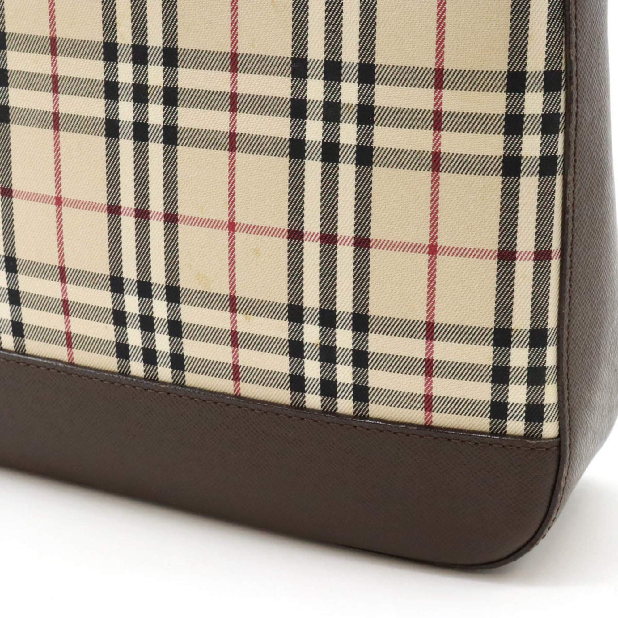 BURBERRY Nova Check Shoulder Bag Canvas Leather Beige Dark Brown