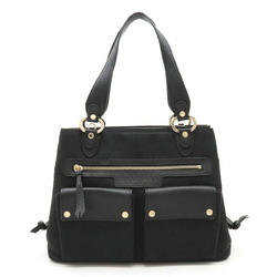 BVLGARI Bulgari Mania Maxillettare Becky Handbag Tote Bag Canvas Leather Black 25173