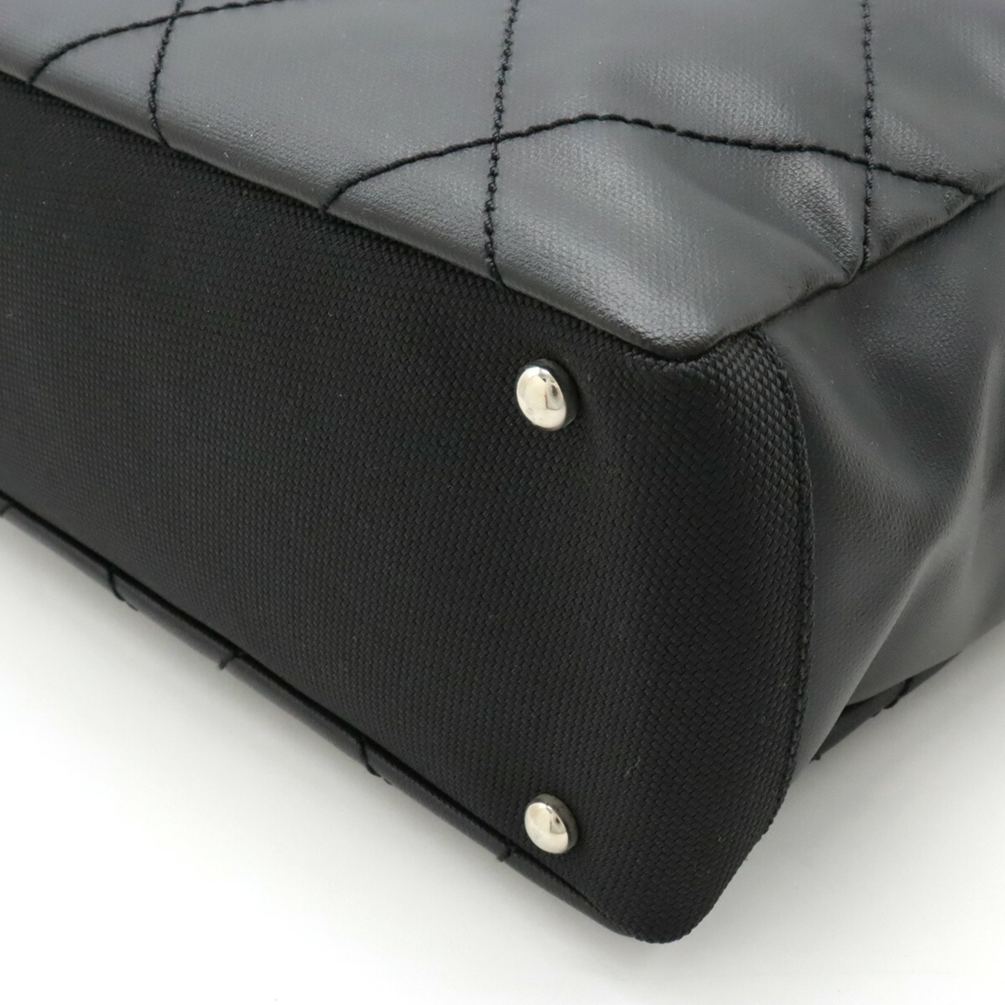 CHANEL Paris Biarritz Tote PM bag Shoulder Coated canvas Leather Black A34208