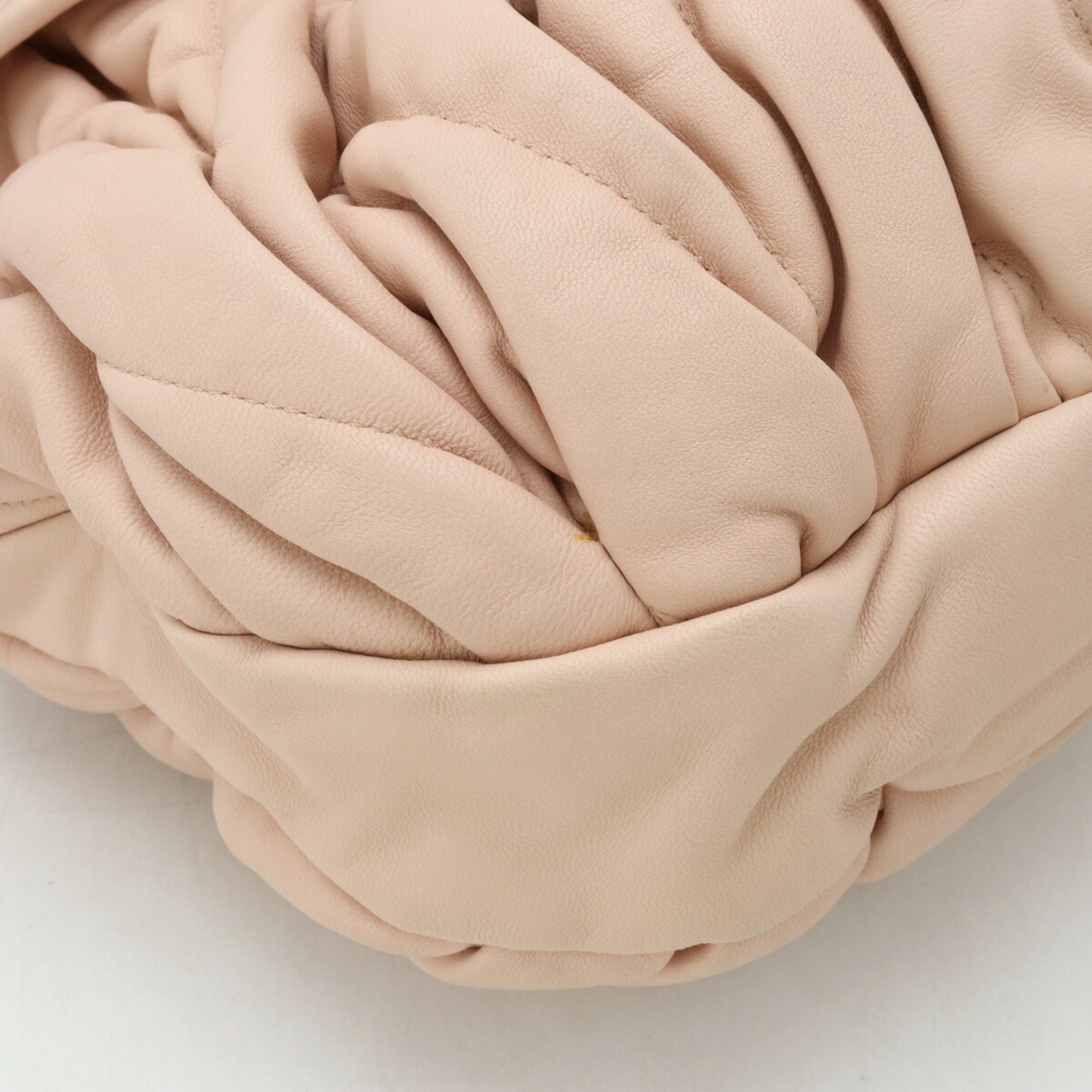 Miu Miu Miu Matelasse Handbag Shoulder Bag Gathered Leather Light Pink RR1300