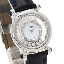 Chopard 20 6281 Happy Diamonds 27mm Watch, K18 White Gold, Leather, Women's