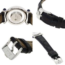 Chopard 20 6281 Happy Diamonds 27mm Watch, K18 White Gold, Leather, Women's