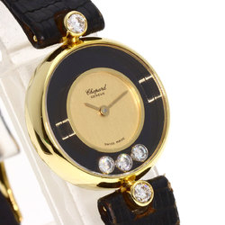 Chopard 20 3095 Happy Diamonds Watch, 18K Yellow Gold, Leather, Women's