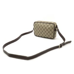 GUCCI GG Plus Supreme Shoulder Bag Pochette PVC Leather Khaki Beige Dark Brown 201447