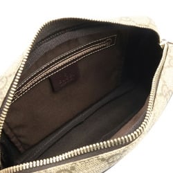 GUCCI GG Plus Supreme Shoulder Bag Pochette PVC Leather Khaki Beige Dark Brown 201447