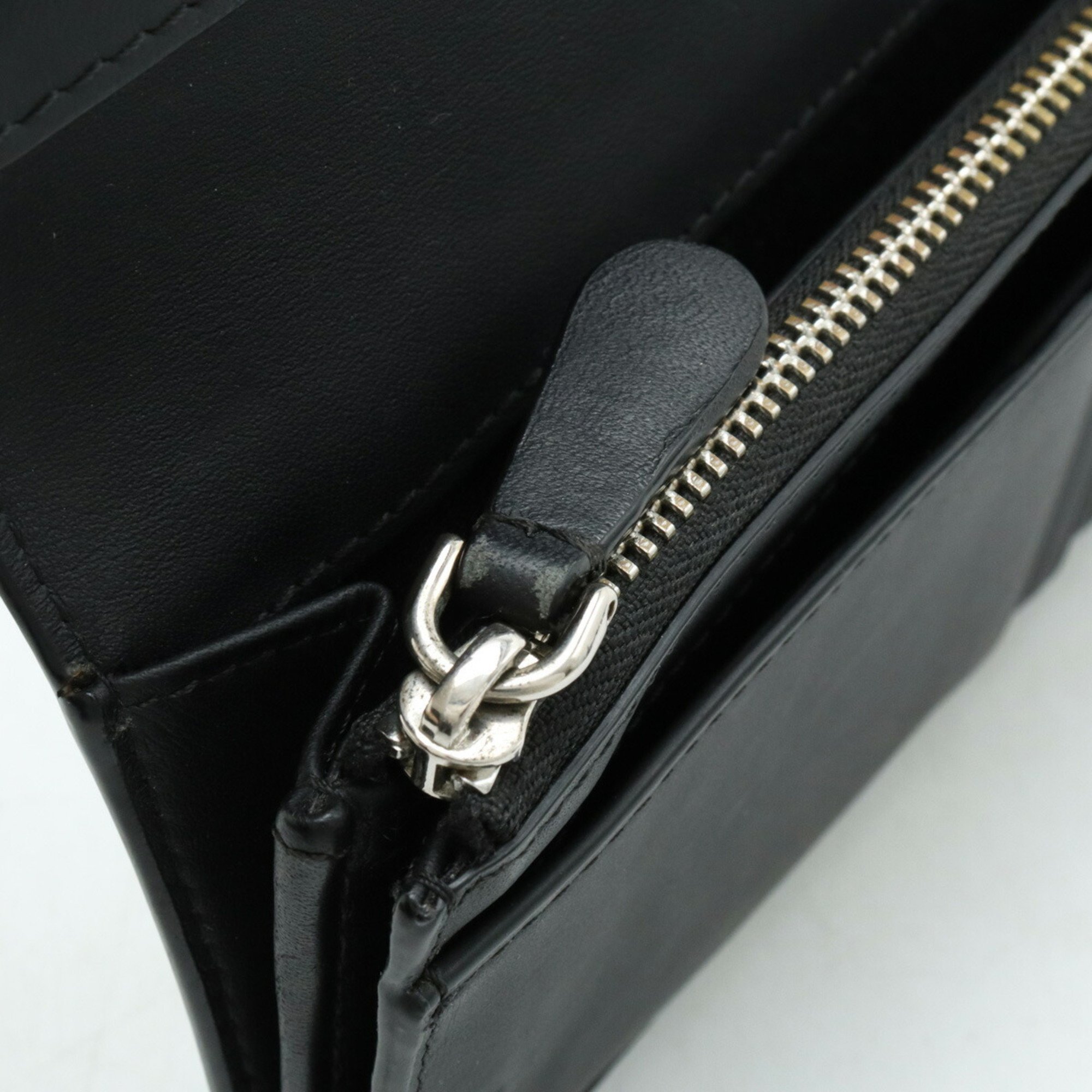 BURBERRY CAVENDISH Check pattern bi-fold long wallet PVC leather grey black 8006072