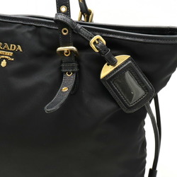 PRADA Prada Tote Bag Large Shoulder Nylon Leather NERO Black BR4997