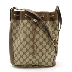 GUCCI Old Gucci GG Plus Shoulder Bag Leather Beige Mocha Brown 41 002 034