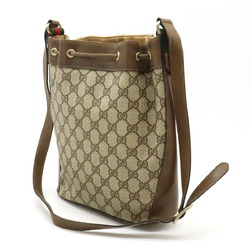 GUCCI Old Gucci GG Plus Shoulder Bag Leather Beige Mocha Brown 41 002 034