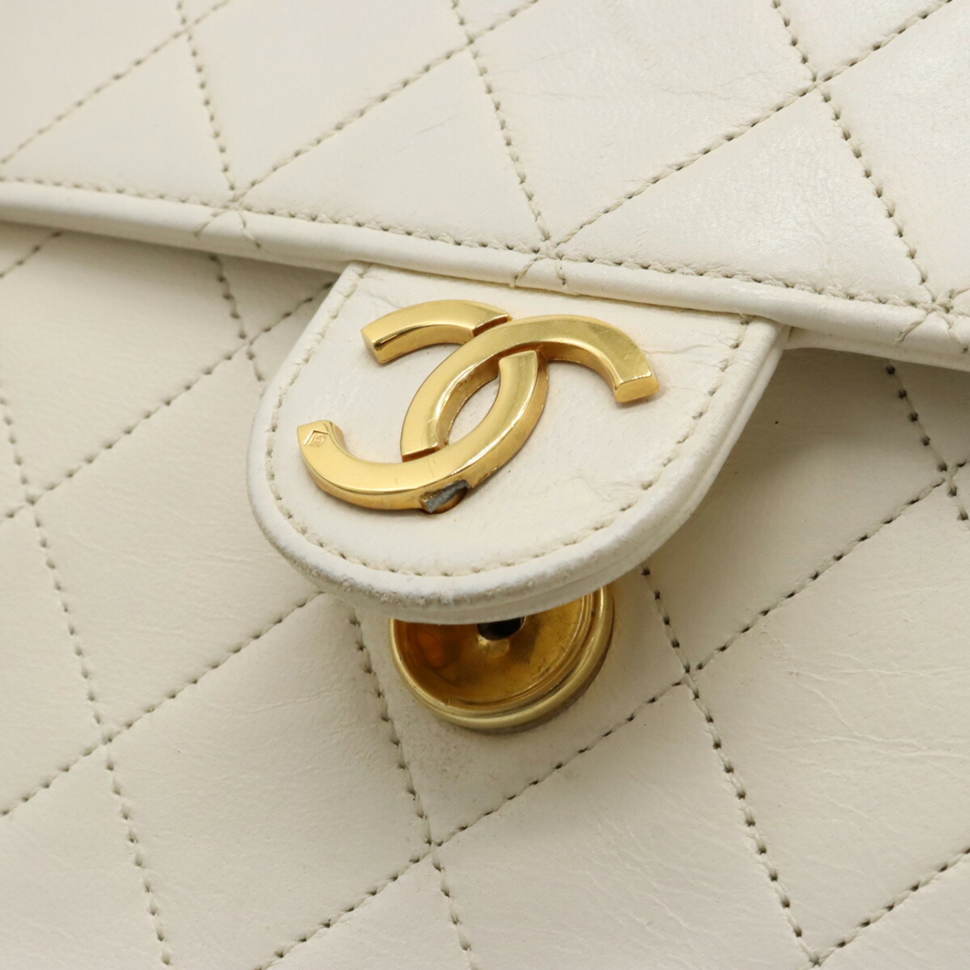 CHANEL Chanel Matelasse Coco Mark Chain Bag Shoulder Leather White