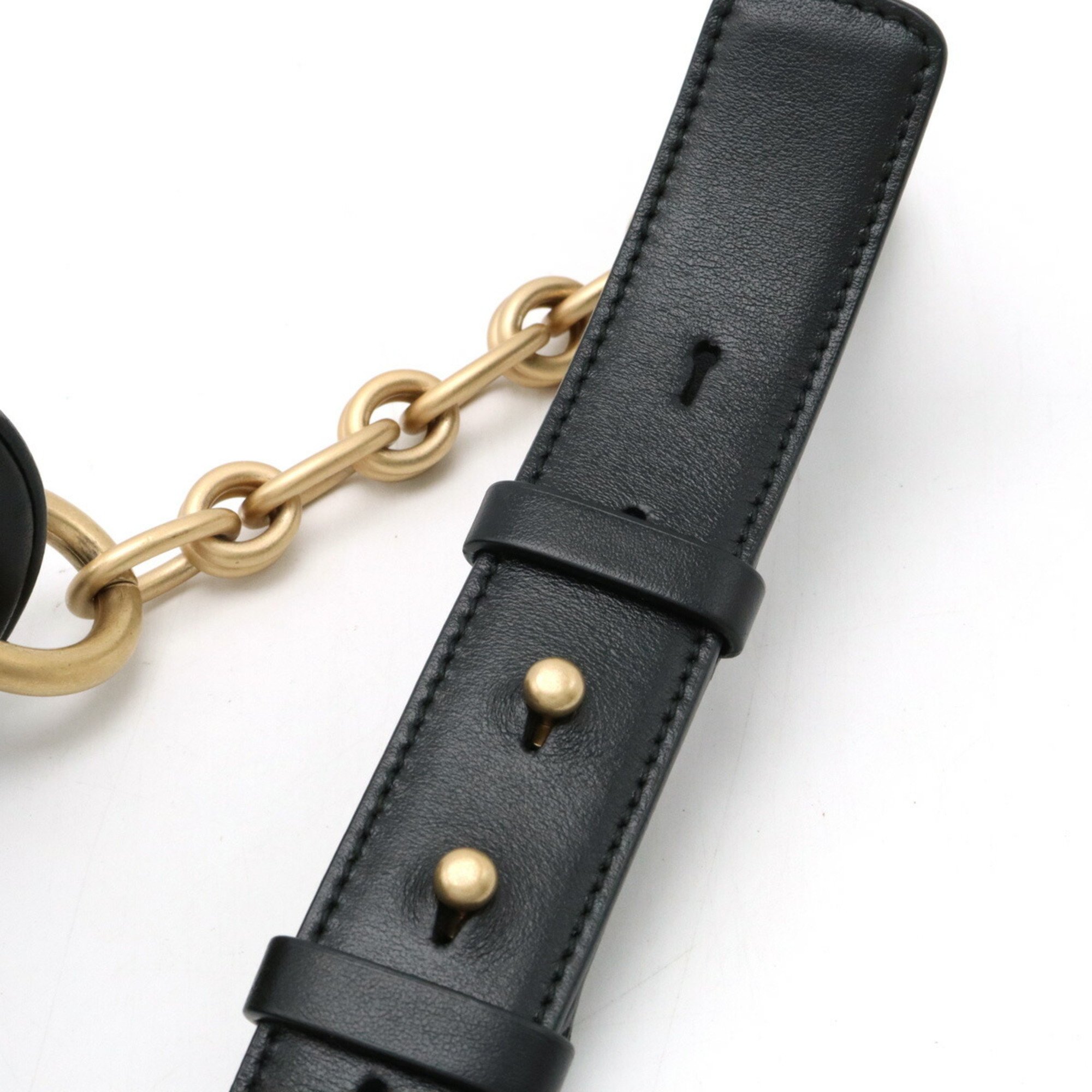 Salvatore Ferragamo Gancini Belt Bag, Body Waist Chain, Leather, Black, 21, H337
