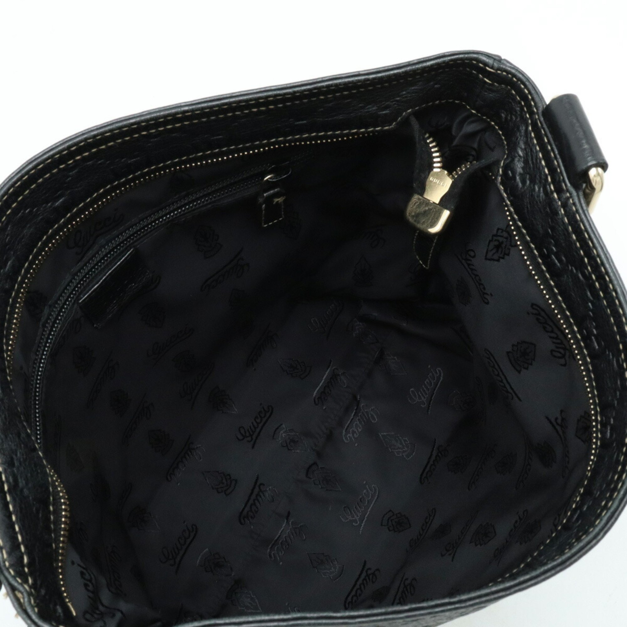 GUCCI Guccissima Shoulder Bag Crossbody Leather Black 201446