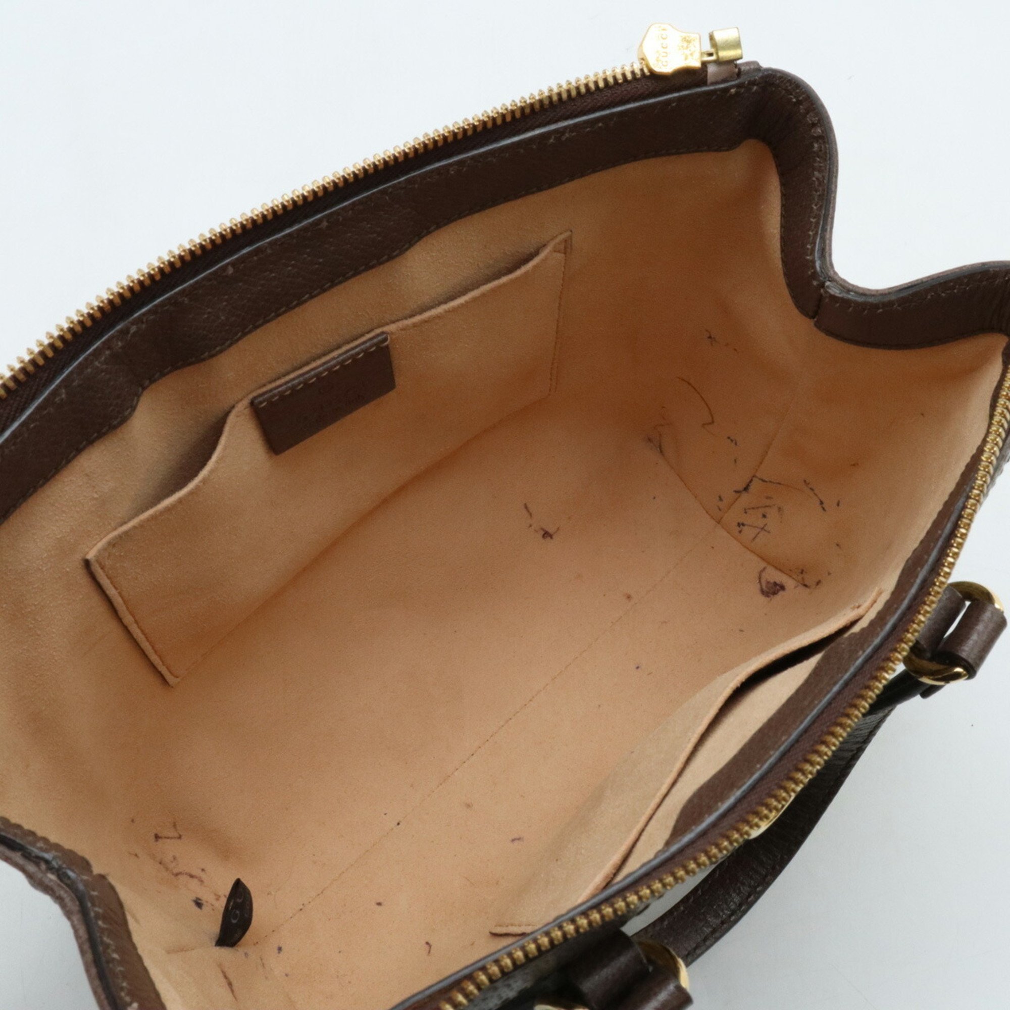 GUCCI Ophidia GG Small Tote Bag Handbag Shoulder PVC Leather Khaki Beige Mocha Brown 547551