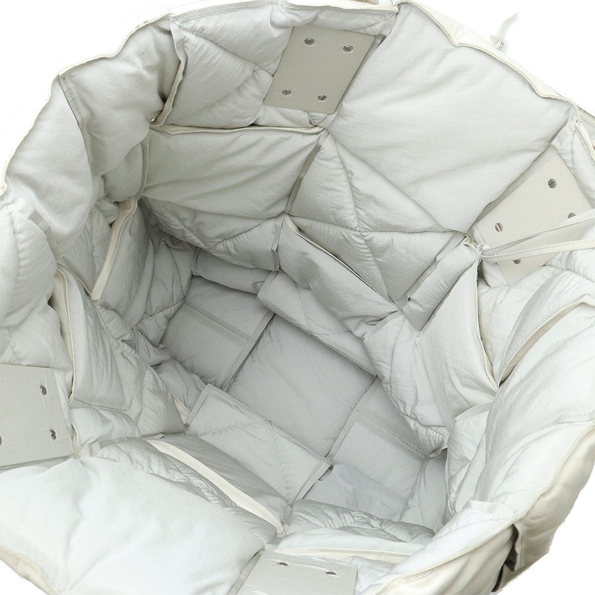 BOTTEGA VENETA Padded Squash Tote Bag Large Leather White 629192