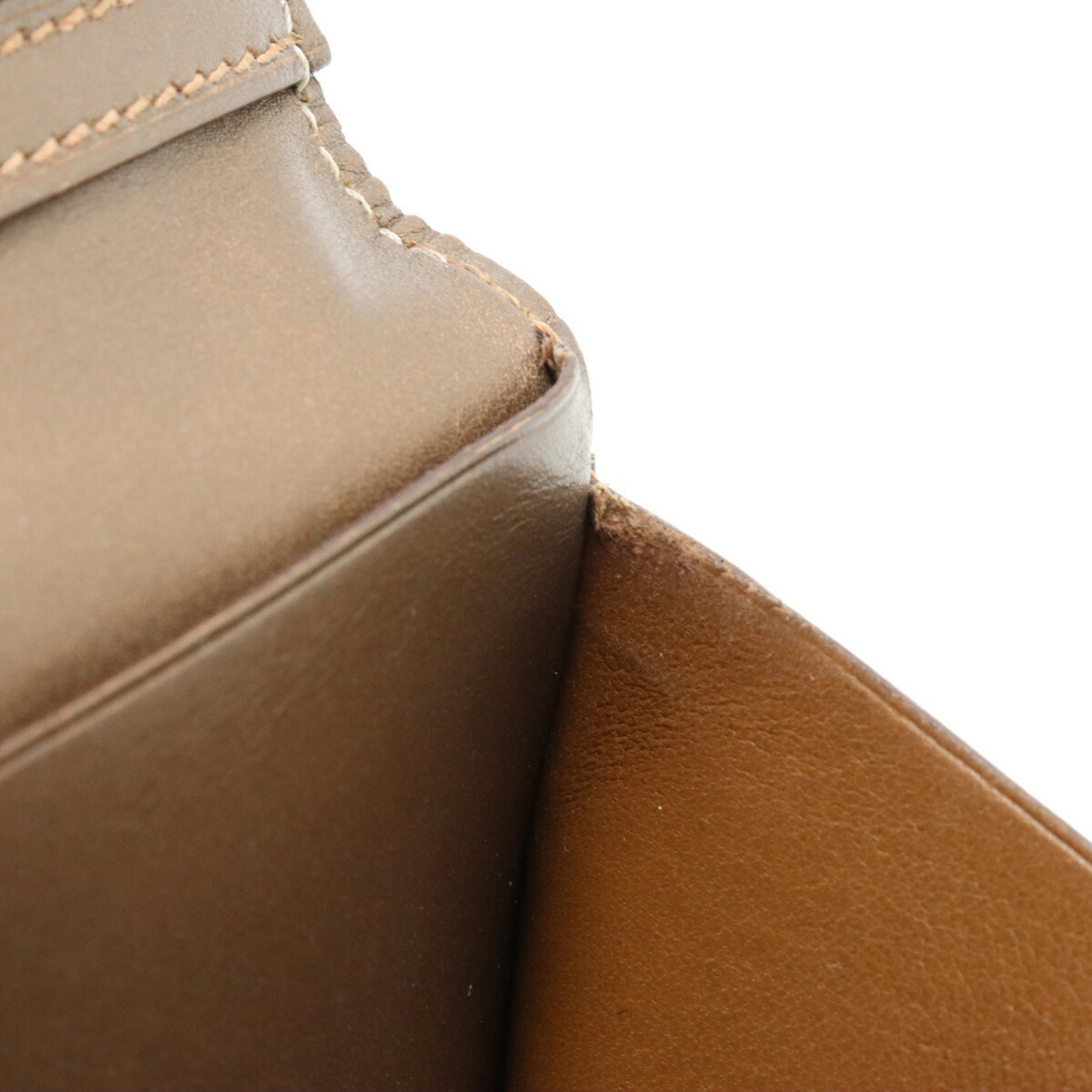 HERMES Bearn Classic Bi-fold Long Wallet Veau Miroir Leather Bronze □I Engraved