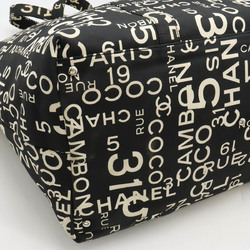CHANEL Chanel By Sea Line Tote Bag Large Shoulder Plastic Chain Canvas Black Ivory