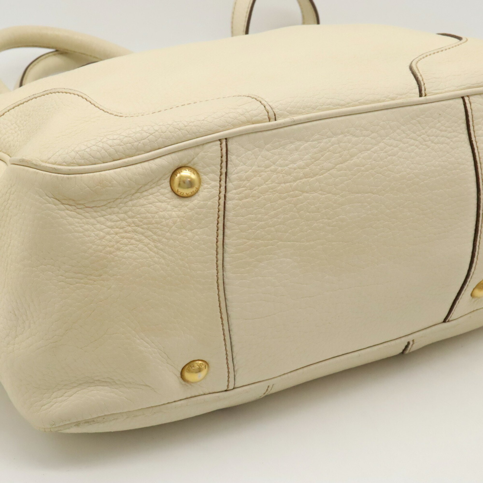PRADA Prada Tote Bag Shoulder Leather Ivory BN1346