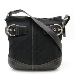 COACH Signature Shoulder Bag Canvas Leather Black 3574