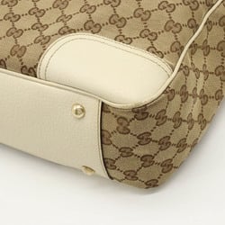 GUCCI Gucci Prince Line GG Canvas Ribbon Tote Bag Shoulder Leather Khaki Beige Ivory 163805