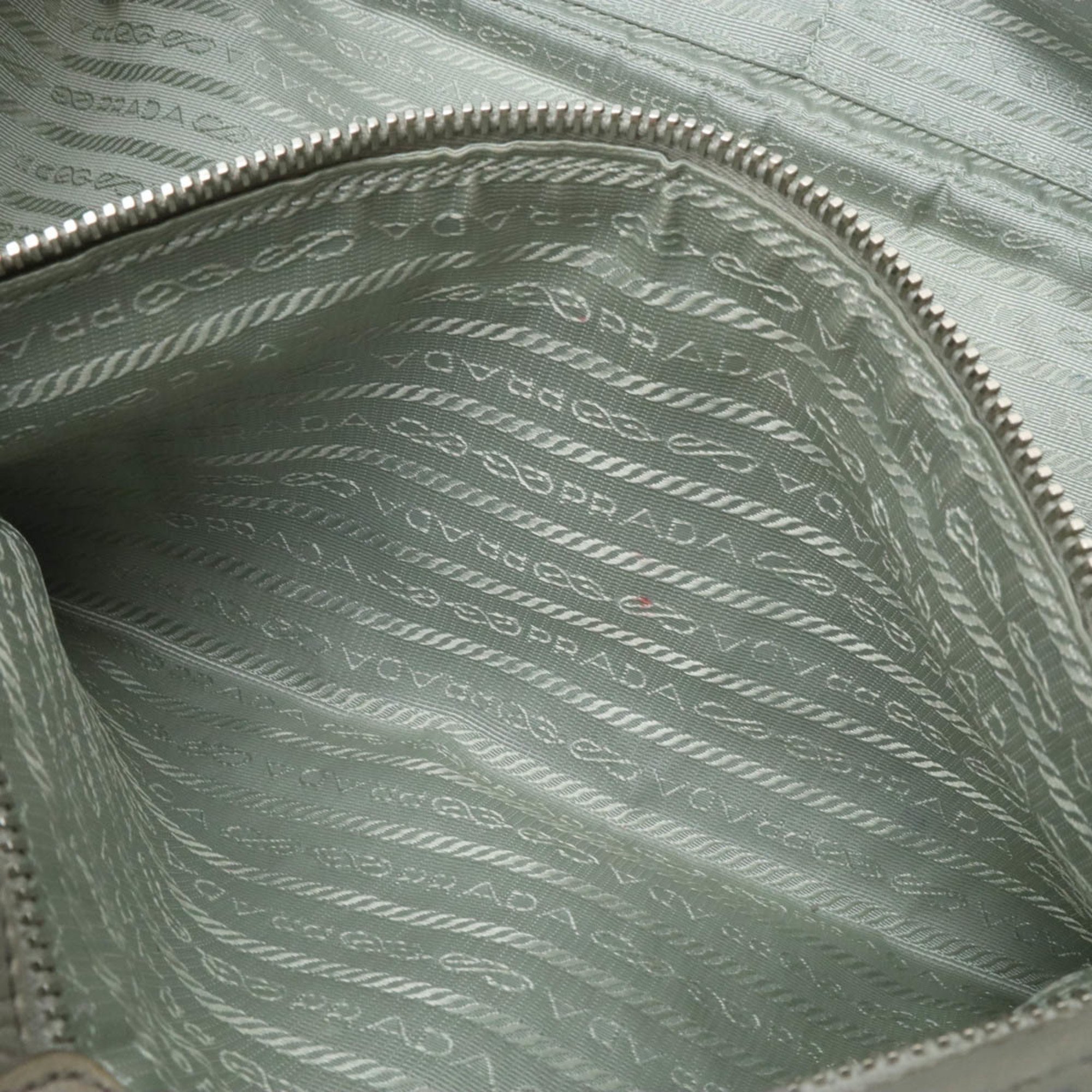 PRADA Prada Bow Handbag Tote Bag Leather Grey BN2234