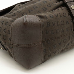 BVLGARI Bulgari Mania Shoulder Bag Canvas Leather Dark Brown