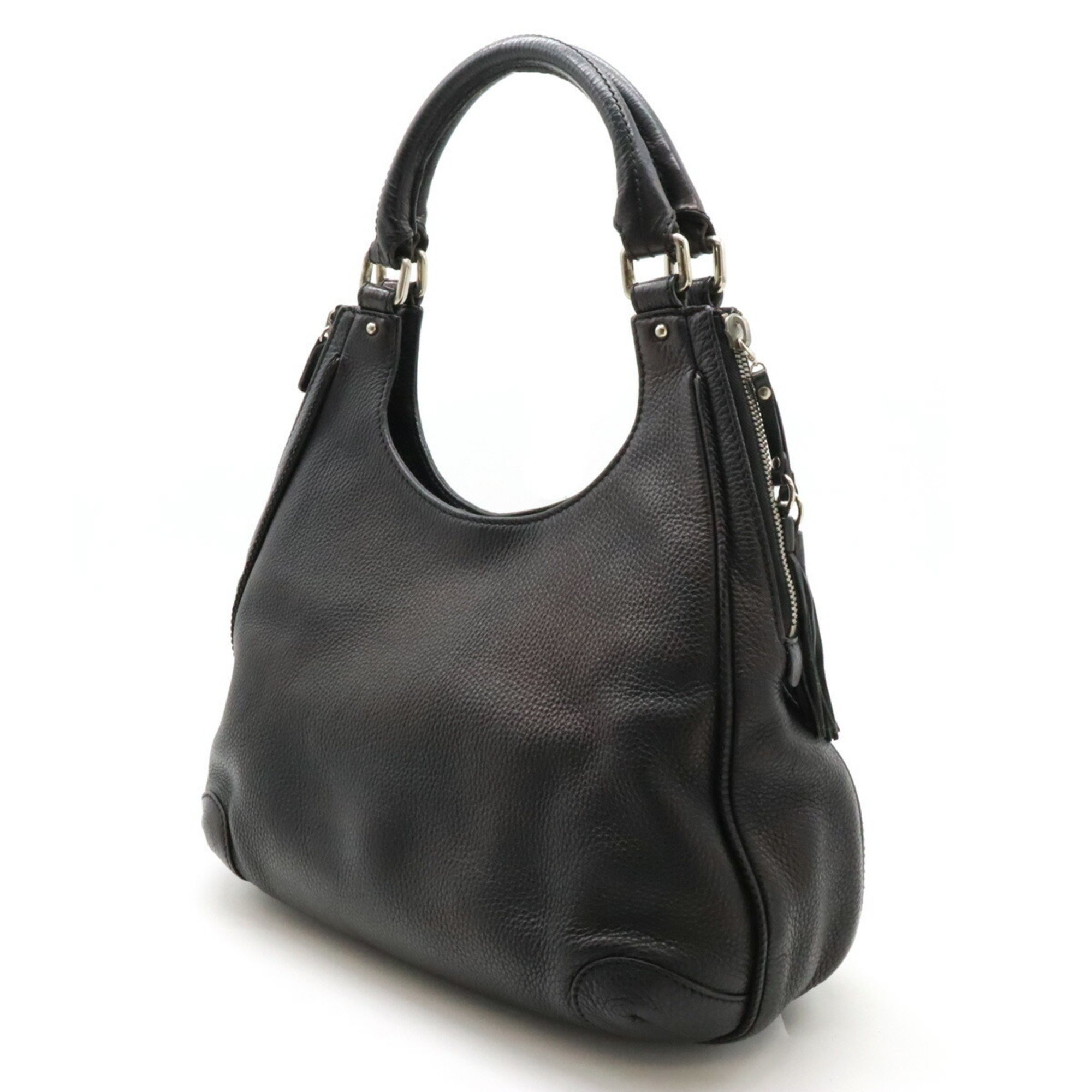 CHANEL Tassel Tote Bag Shoulder Leather Black