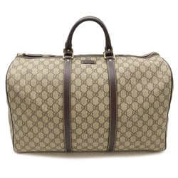 GUCCI GG Supreme Plus Boston Bag Handbag PVC Leather Beige Dark Brown 206501