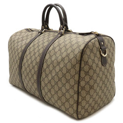 GUCCI GG Supreme Plus Boston Bag Handbag PVC Leather Beige Dark Brown 206501