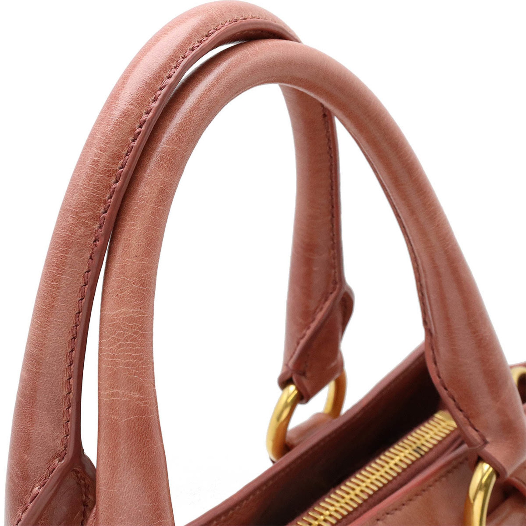 PRADA VITELLO SHINE Tote Bag, Handbag, Shoulder Leather, Pink BN2533