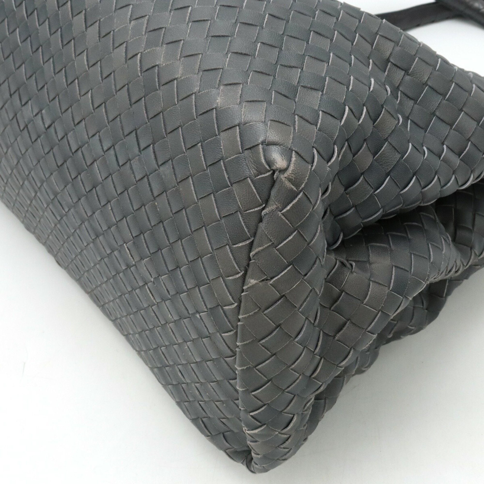 BOTTEGA VENETA Bottega Veneta Intrecciato Roma Bag Tote Shoulder Leather Dark Gray 171265