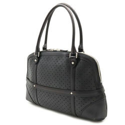 GUCCI Interlocking G Shoulder Bag Handbag Punched Leather Black 114887