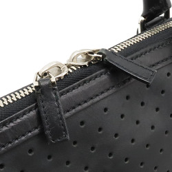 GUCCI Interlocking G Shoulder Bag Handbag Punched Leather Black 114887