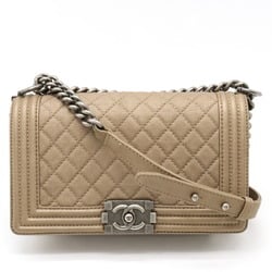 CHANEL Boy Chanel Matelasse Coco Mark Chain Shoulder Bag Leather Bronze Gold A67086