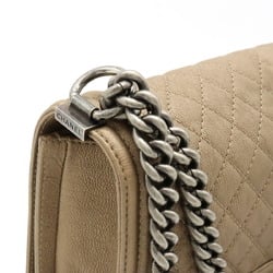 CHANEL Boy Chanel Matelasse Coco Mark Chain Shoulder Bag Leather Bronze Gold A67086