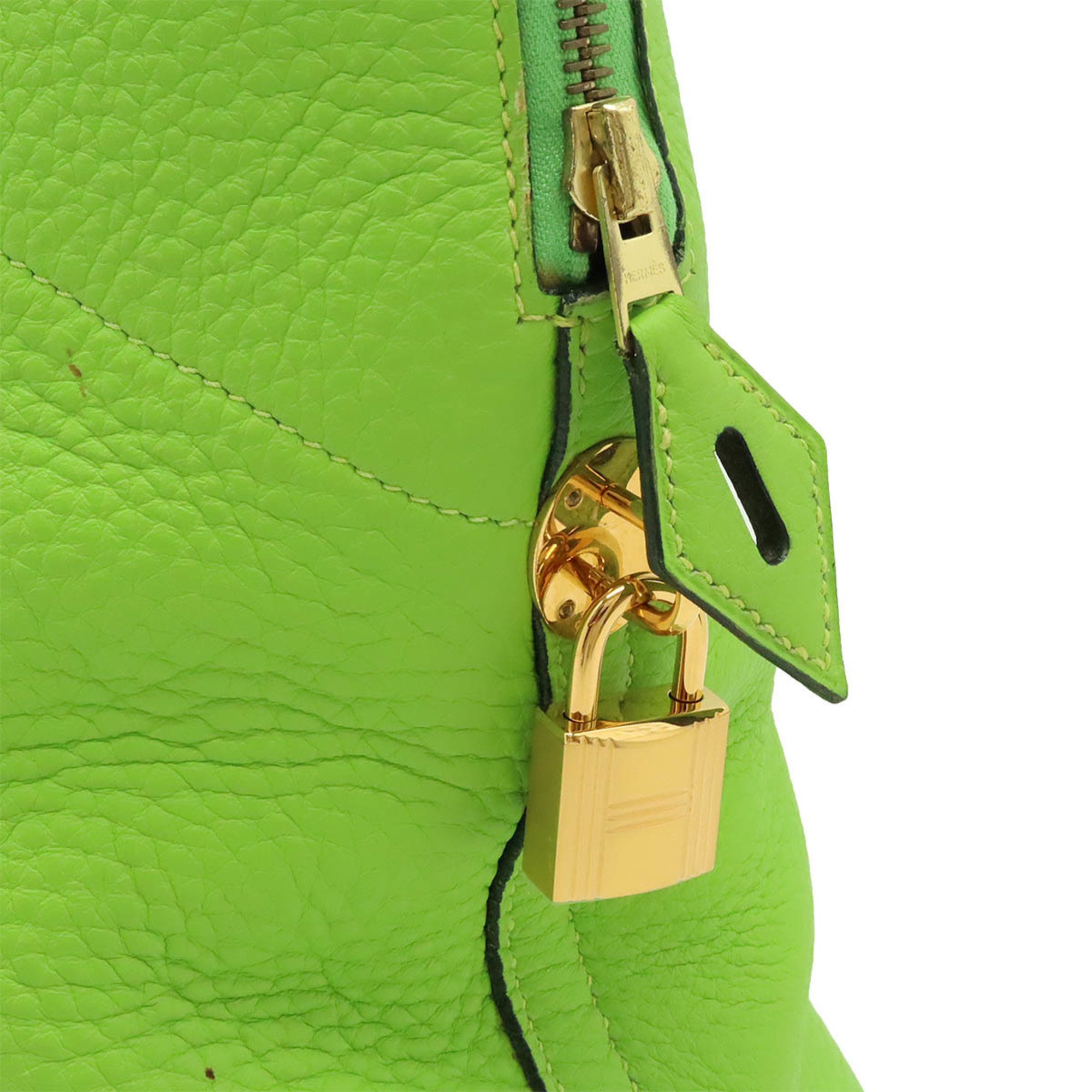 HERMES Bolide 35 handbag shoulder bag Togo leather apple green yellow □G stamp