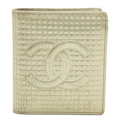 CHANEL Micro Chocolate Bar Coco Mark Bi-Fold Wallet Metallic Leather Champagne Gold