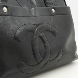 CHANEL Matelasse Coco Mark Tote Bag Caviar Skin Leather Black Pouch Not Included