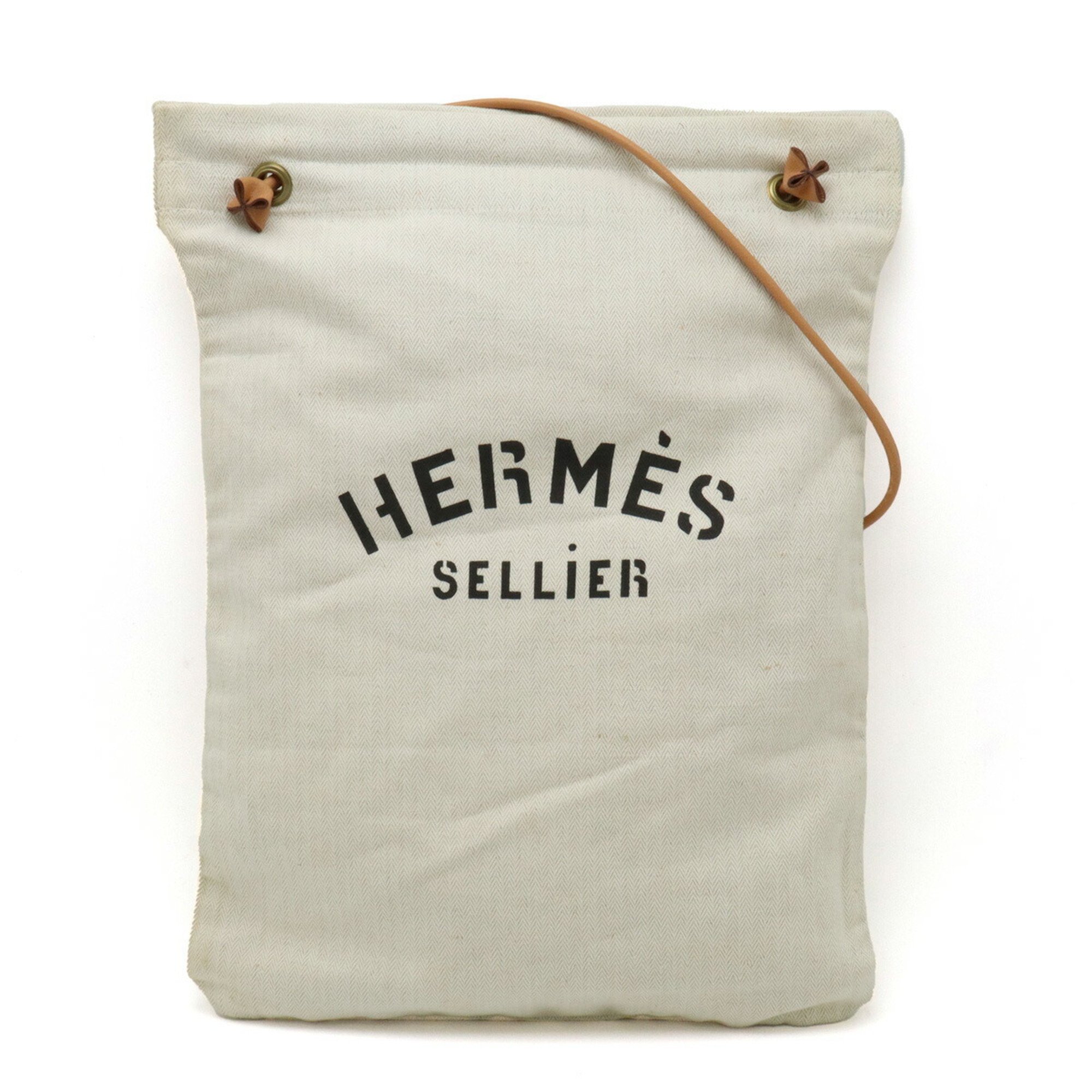 HERMES Hermes Sac Aline GM Shoulder Bag Toile Chevron Leather Natural Camel