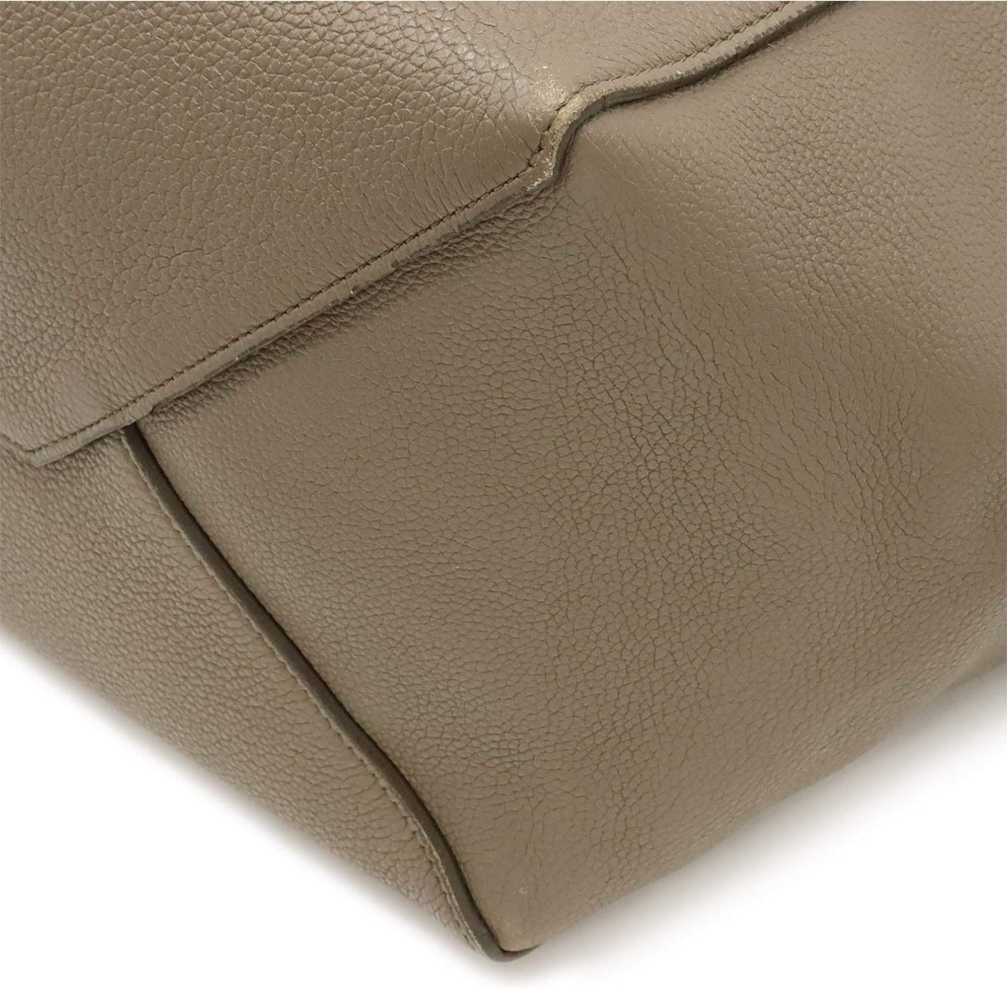 CELINE Cabas Phantom Small Belt Tote Bag Shoulder Leather Greige