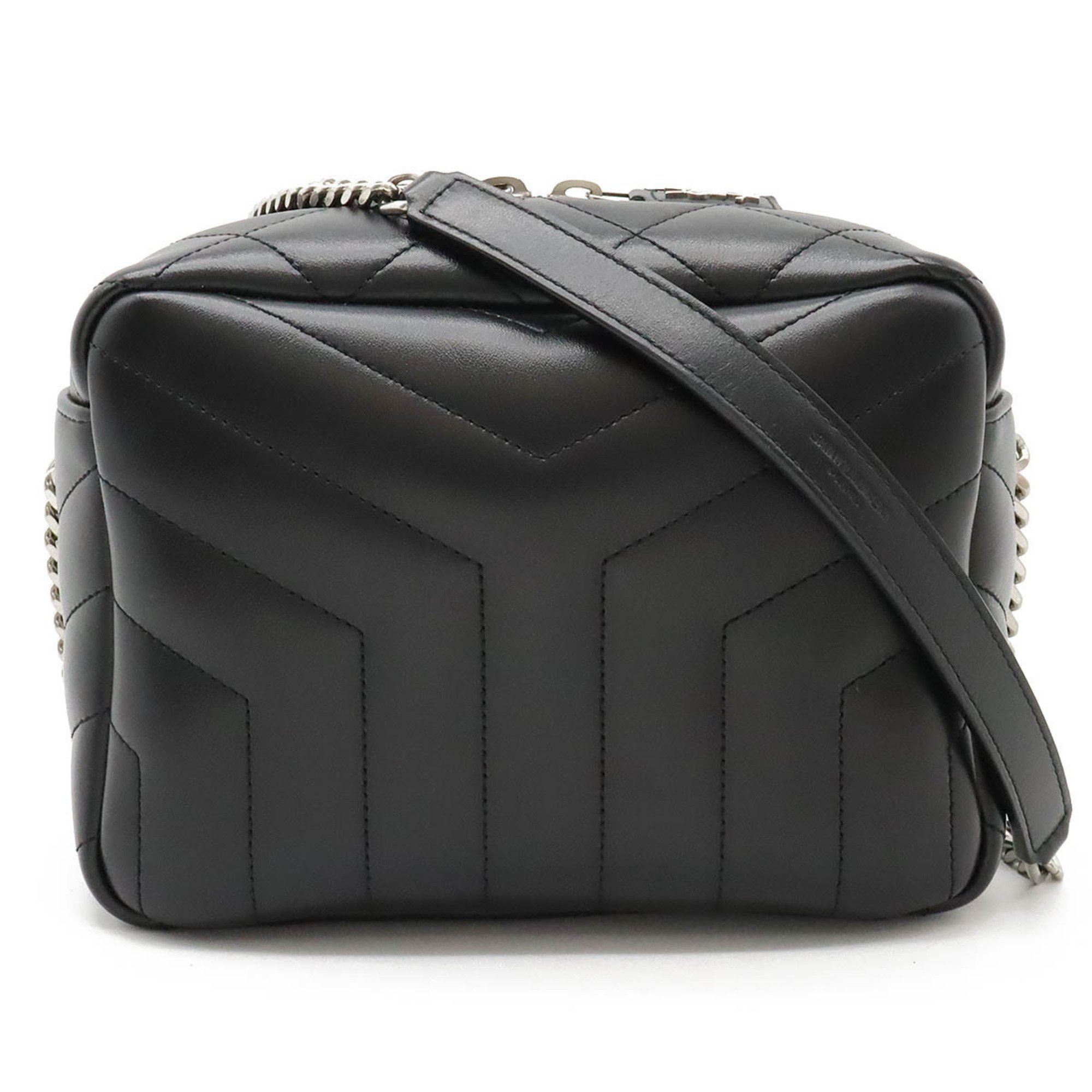 SAINT LAURENT PARIS Yves Saint Laurent YSL Monogram Lulu Chain Shoulder Bag Leather Black 574102