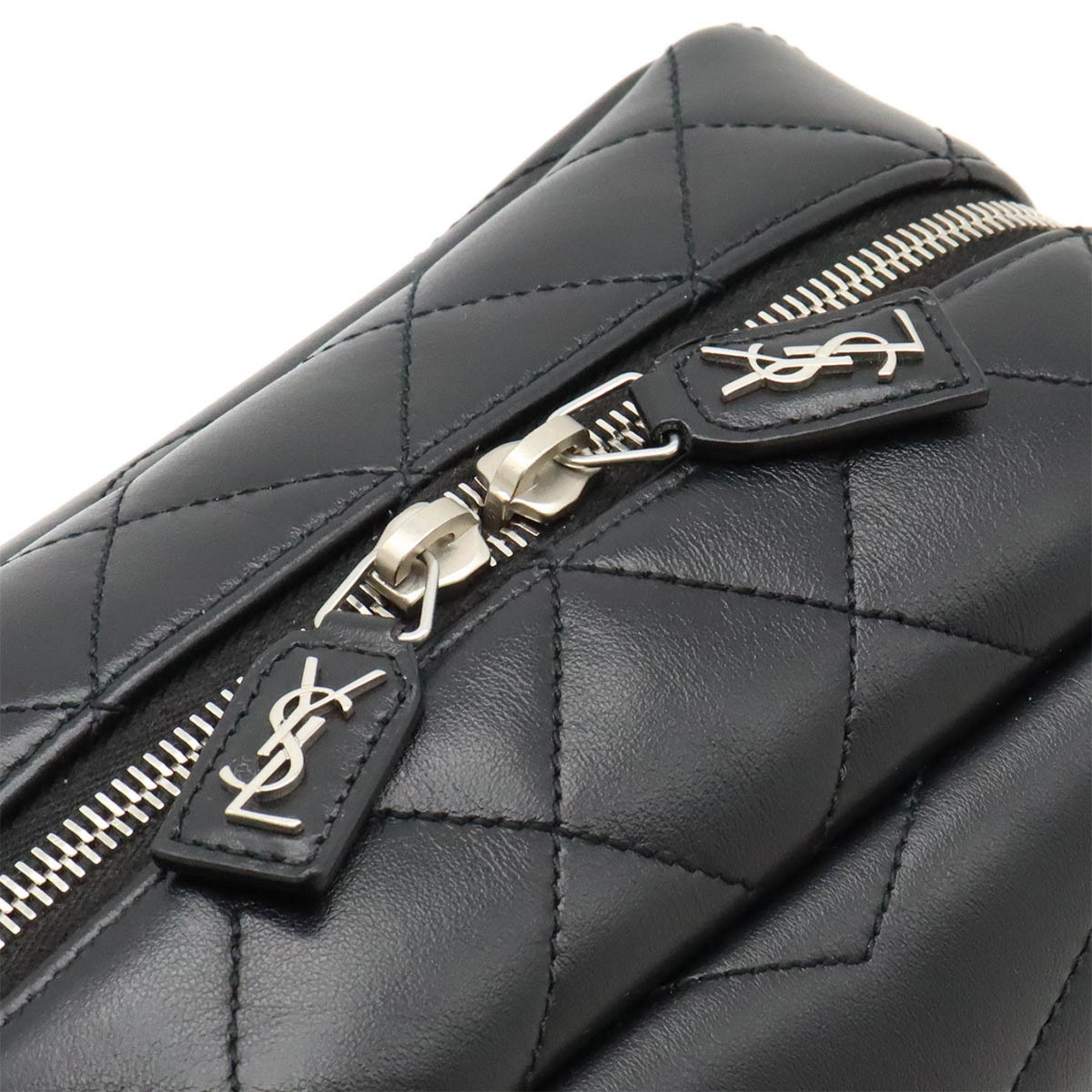 SAINT LAURENT PARIS Yves Saint Laurent YSL Monogram Lulu Chain Shoulder Bag Leather Black 574102