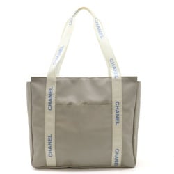 CHANEL Chanel Sport Line Tote Bag Shoulder Nylon Light Gray White