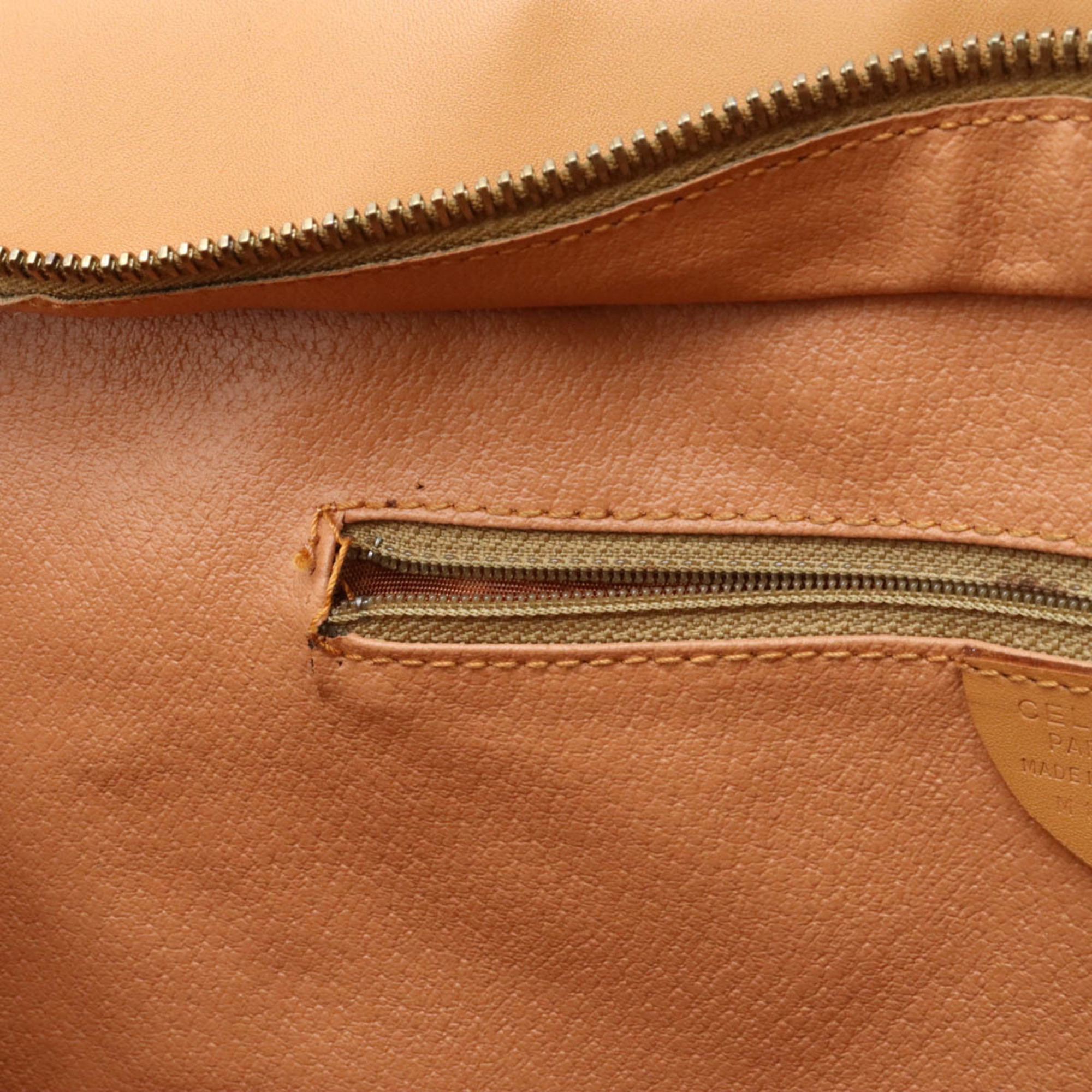 CELINE Macadam Tote Bag Shoulder PVC Leather Dark Brown Beige