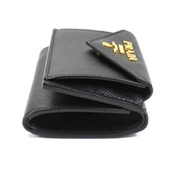 Prada Wallet Tri-fold Compact Small Black Coin Purse Wallet/Coin Case Folding Saffiano Leather Women Men PRADA 1MH021