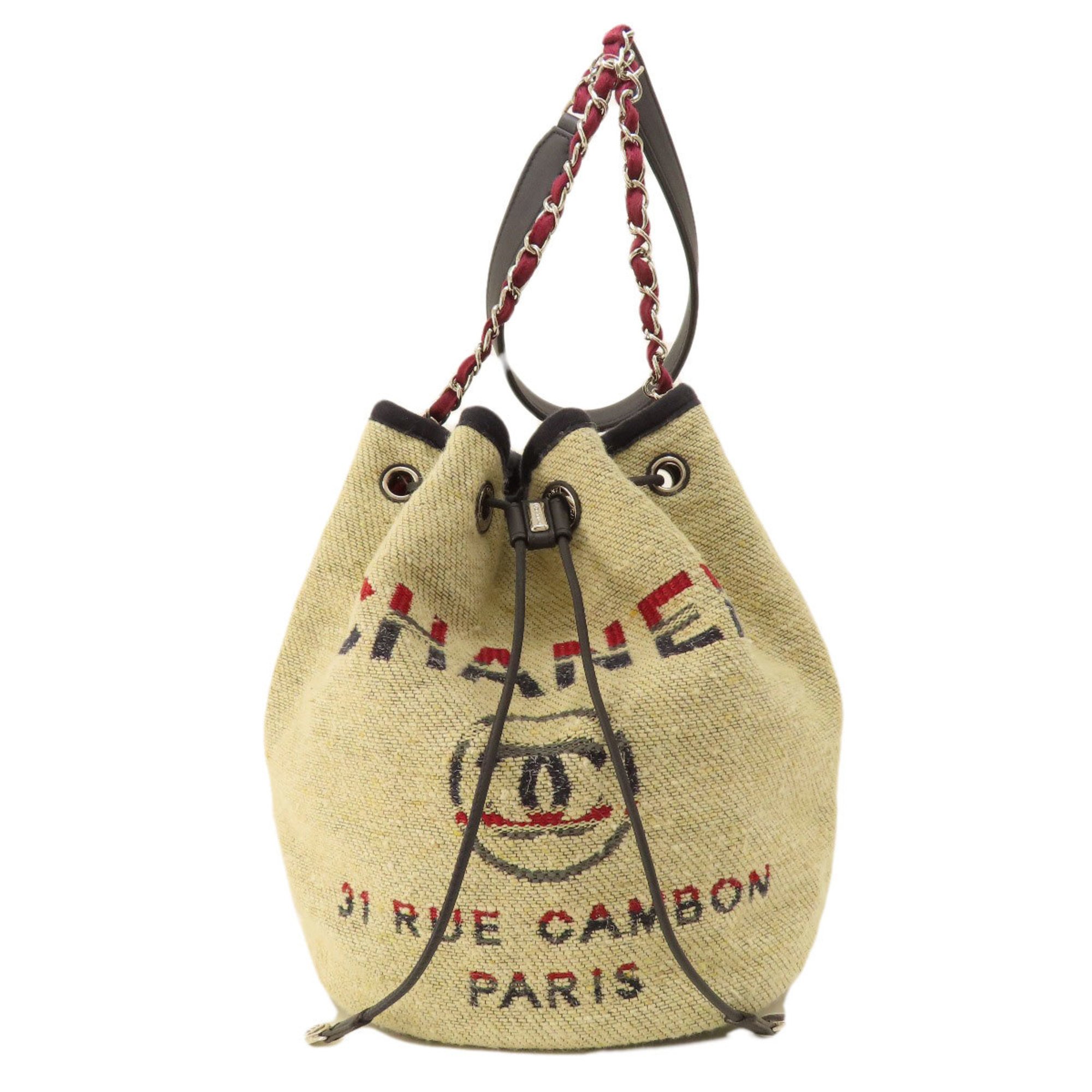 Chanel Deauville Coco Mark Shoulder Bag Canvas Women's