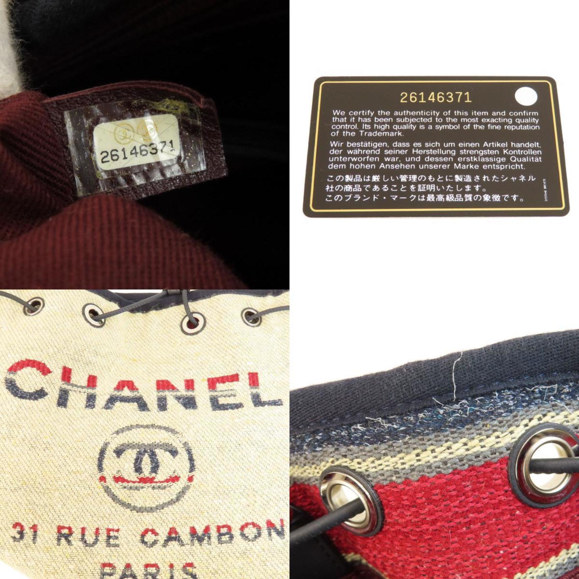 Chanel Deauville Coco Mark Shoulder Bag Canvas Women's