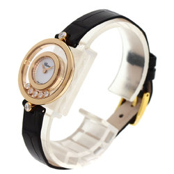 Chopard 209415-5001 Happy Diamonds Watch, 18K Pink Gold, Leather, Women's