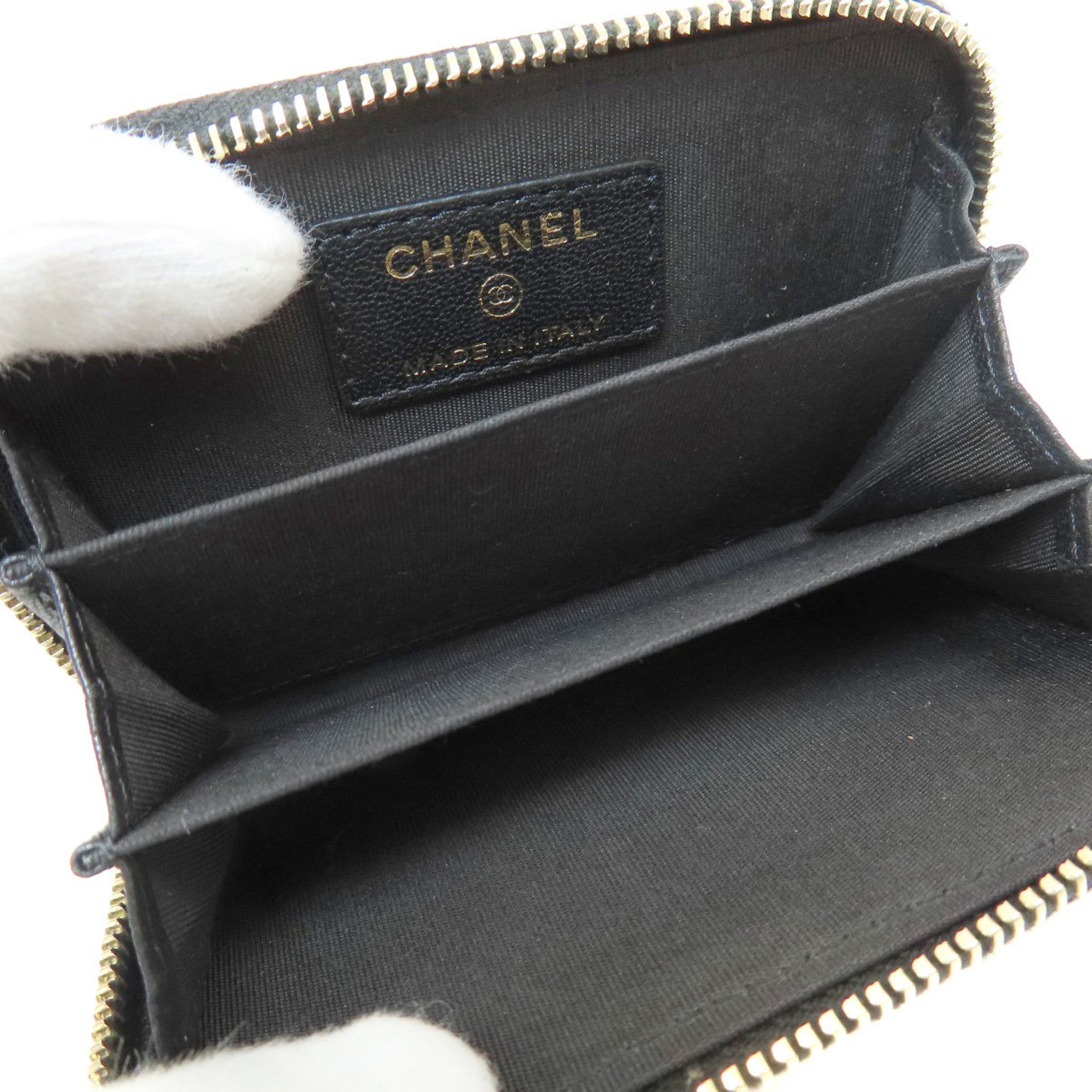 Chanel Mademoiselle Business Card Holder/Card Case Calf Leather Women's
